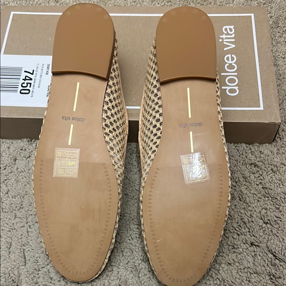 Dolce Vita Beige Woven Mary Jane Flats - Picture 6 of 7